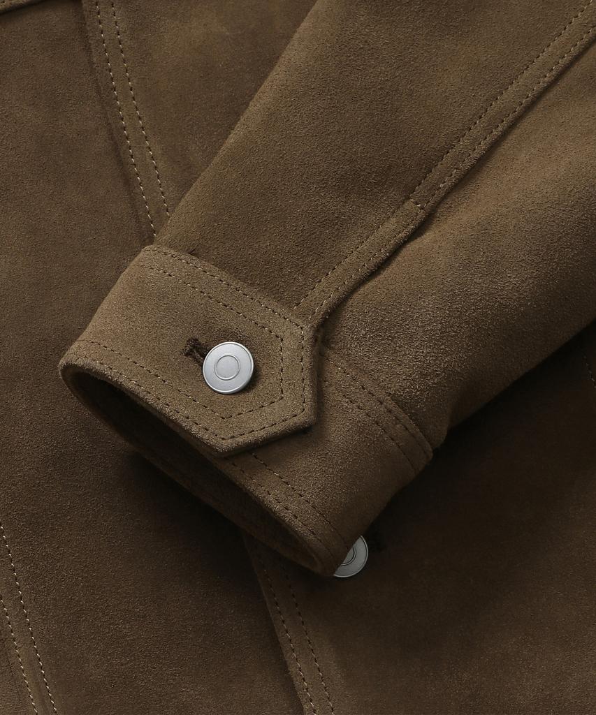 Connect Kinloch [Real Leather] Cow Suede Trucker Jacket (Brown)