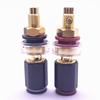 Gold-Plated Copper Audio Amplifier Terminal with Black Finish - No-Weld Banana Socket, Long/Short Post, M8 Screw Hole.