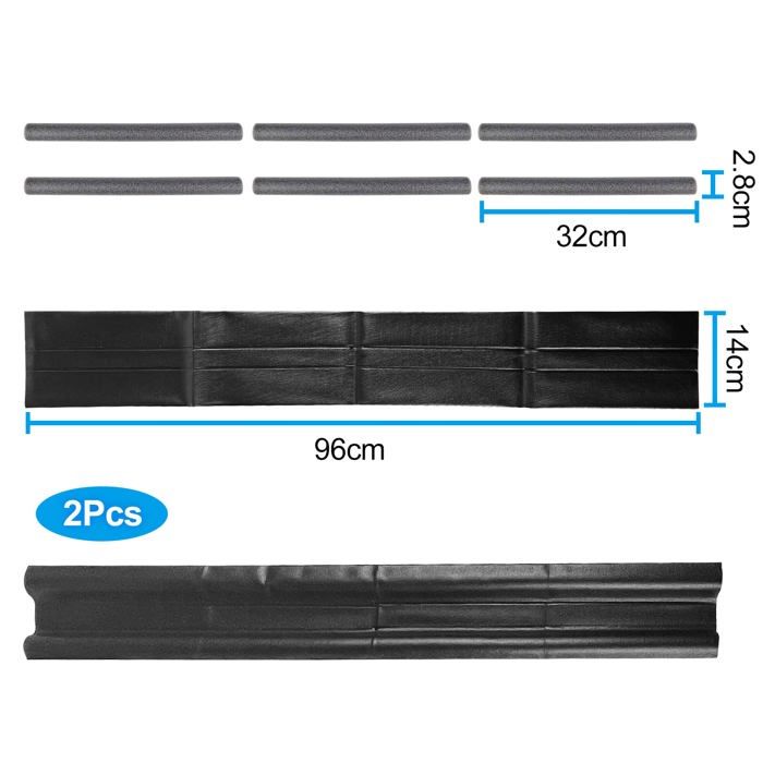 Boudin de porte double isolant 96 cm - 2 pièces, anti-froid et anti-bruit, lavable (gris/noir)