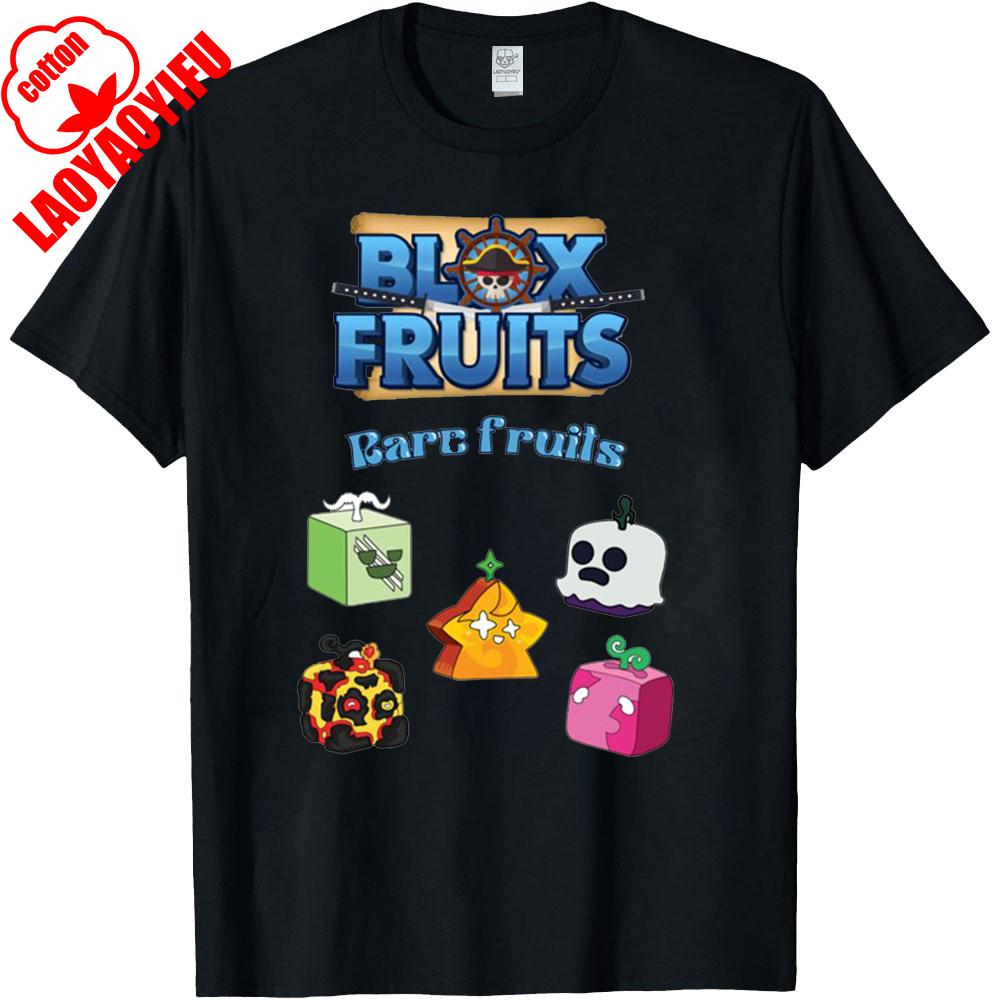 Plüsch Blox Fruit Kostüm Herren Baumwoll T-Shirt Tolles Geschenk für jeden Anlass Kurzarm Rundhals Normale Passform Kleidung Mann Hemd