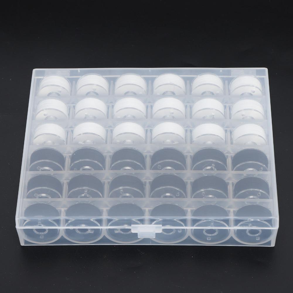 36pcs White And Black Prewound Bobbins Set Size A Plastic Bobbin Case  For Sewing Machines