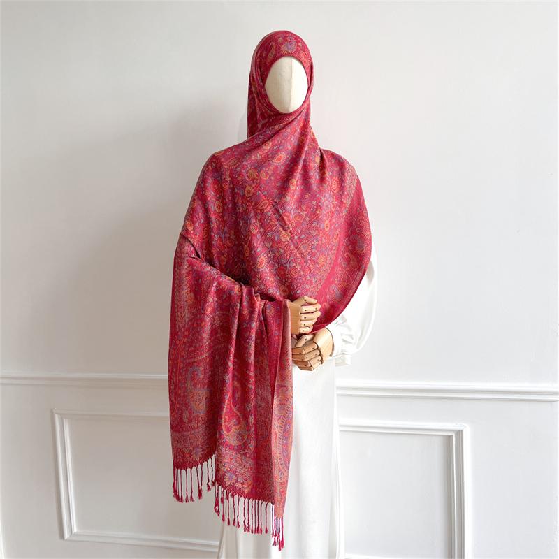 Bohemian Autumn Paisley Cashmere Shawl for Women Jacquard Pashmina Warm Winter Scarves Print Design Lady Foulard Stoles Scarf
