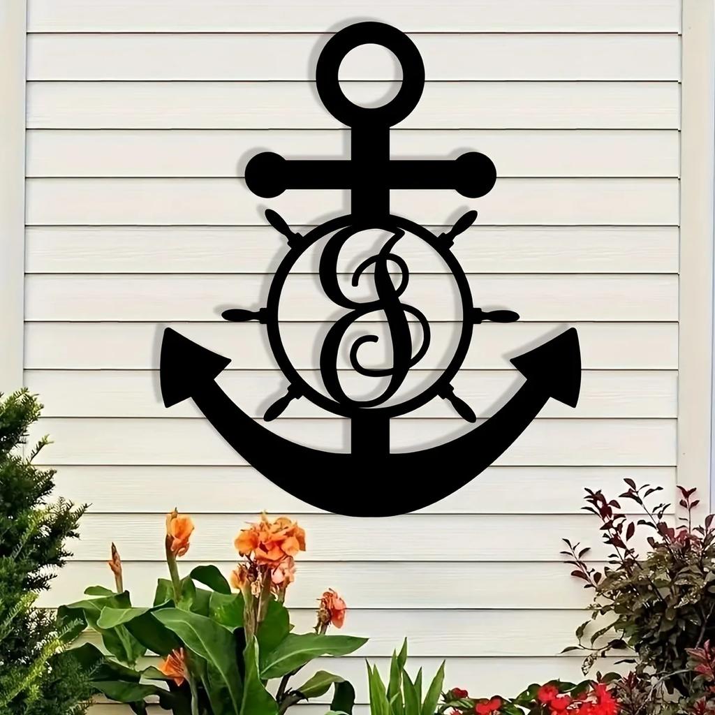Custom Letter Anchor Metal Wall Art - Ευέλικτο, χωρίς ενέργεια, κομψή διακόσμηση για σπίτι και δώρα, τέλειο εσωτερικό και εξωτερικό