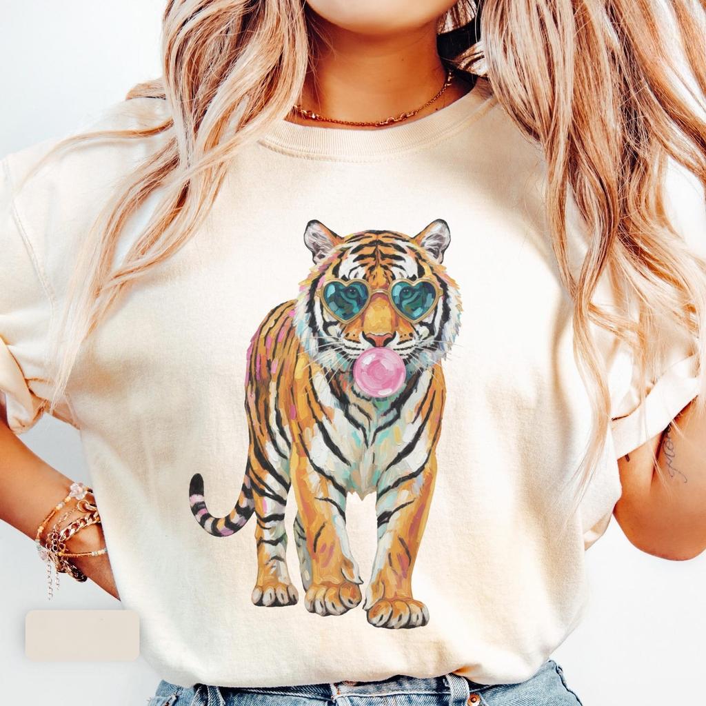 Tiger Comfort Colors Shirt Cute Animal Print Tee Harajuku Fashion Tiger Graphic T Shirts Unisex Streetwear Gift Cotton TShirt