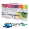 12-120 Colors Felt Tip Drawing Watercolor Art Markers Pen Dual Brush Fineliner Colouring Pen Set for Calligraphy Painting