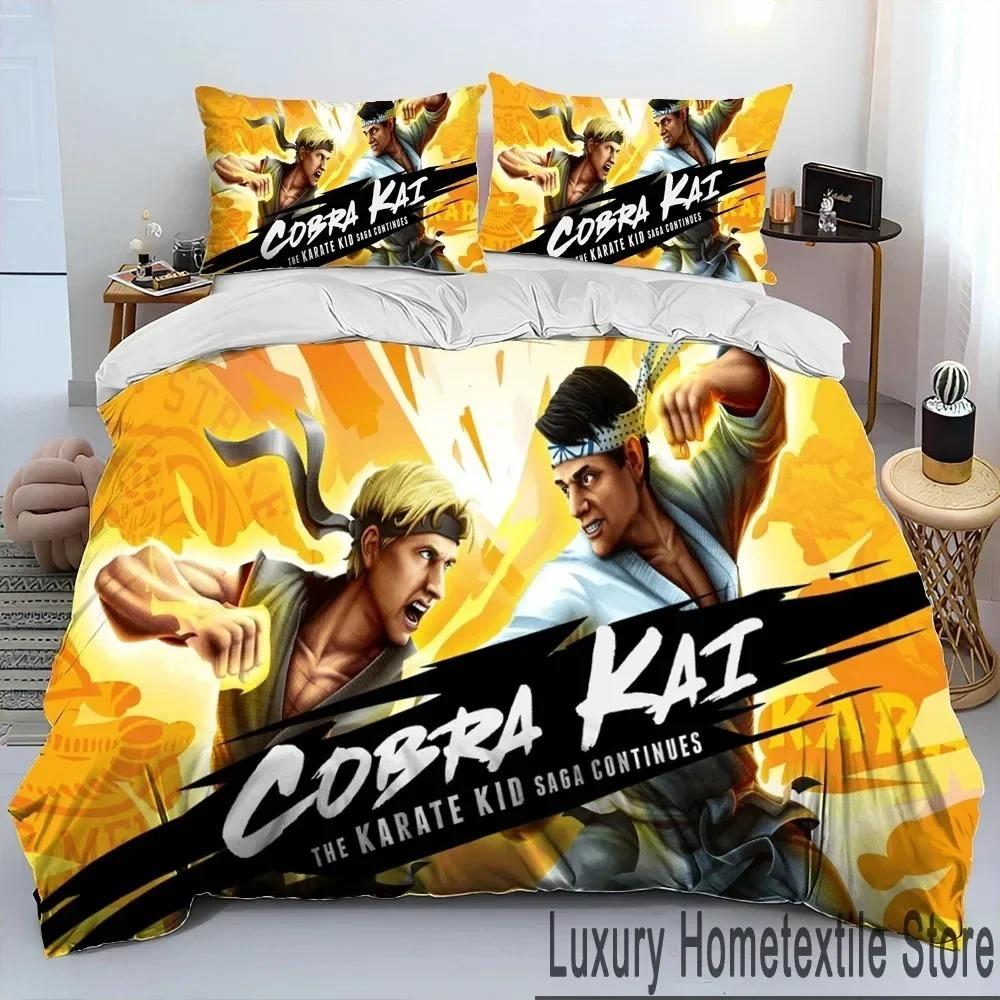 3D Cobra Kai Amanda TV Karate Bettdecken-Set, Bettbezug, Bettset, Steppdecke, Kissenbezug, King-Queen-Size-Bettwäsche-Set für Kinder