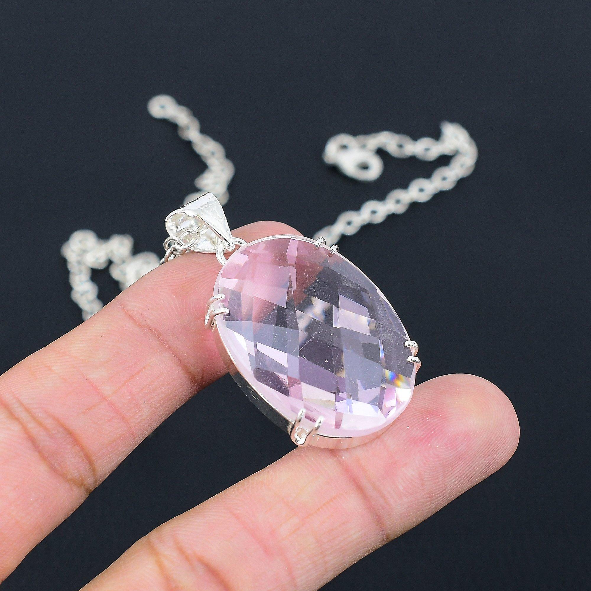 

Ювелирный кулон ручной работы из стерлингового серебра 925 пробы с розовым кунцитом 1,81 дюйма