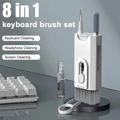 8 in 1 kit di pulizia per computer fotocamera tablet strumenti per la pulizia dello schermo in microfibra spazzola per la pulizia degli auricolari estrattore per tasti presa della carta