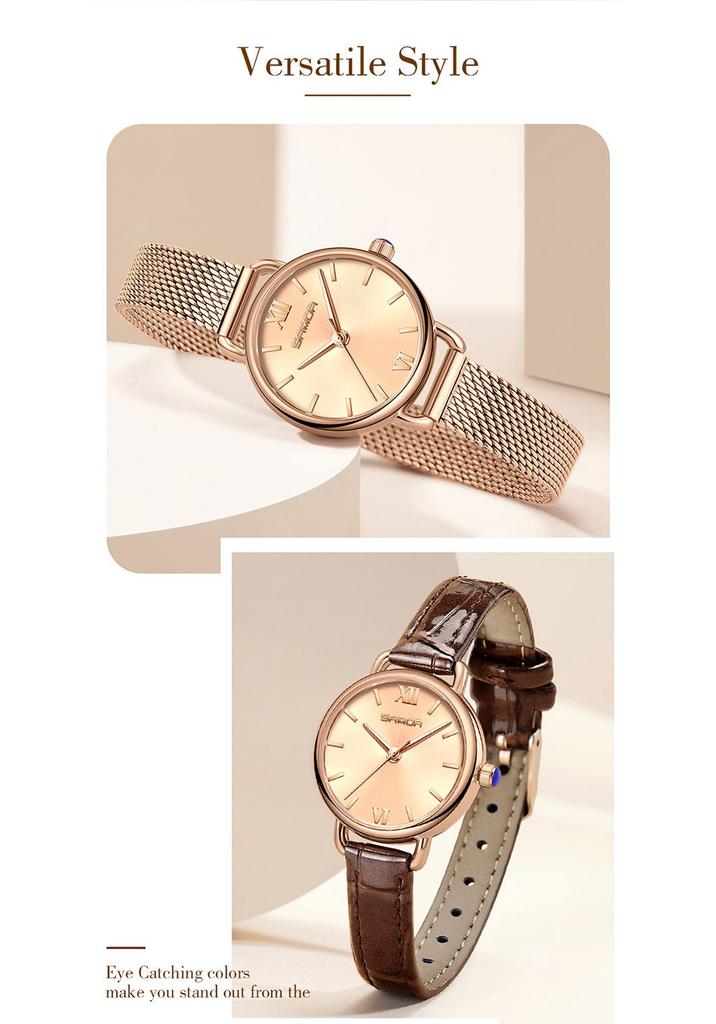 Sanda Women's Retro Roman Numeral Quartz Watch - Fashionable, Simple, and Waterproof