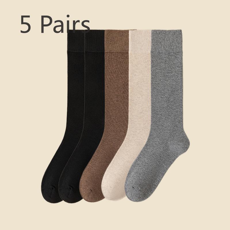 

5 пар женских весенних и осенних универсальных хлопковых носков средней длины в студенческом стиле без косточек с защитой от катышков 5 Pairs