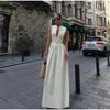 European and American Women's Clothing Summer New Temperament Zipper Waist Pocket Long Solid Color Sleeveless Dress