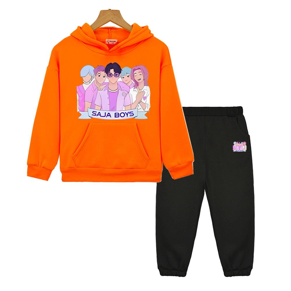 Saja Jungen Herbst Junge Mädchen Kapuzen-Sets kpop Dämonenjäger Hoodie Fleecejacke Sweatshirt 2-teilig Pullover+Hose Kinder Boutique Kleidung
