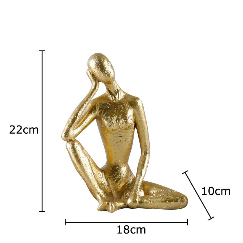 

Silver Abstract Figures Statue Thinker Ornaments Desk Decoration Yoga Character Resin Sculpture Crafts Room Aesthetic Decor