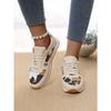Leopard Print Casual Single Shoes Round Toe Platform Color-Block Low Top Sneakers