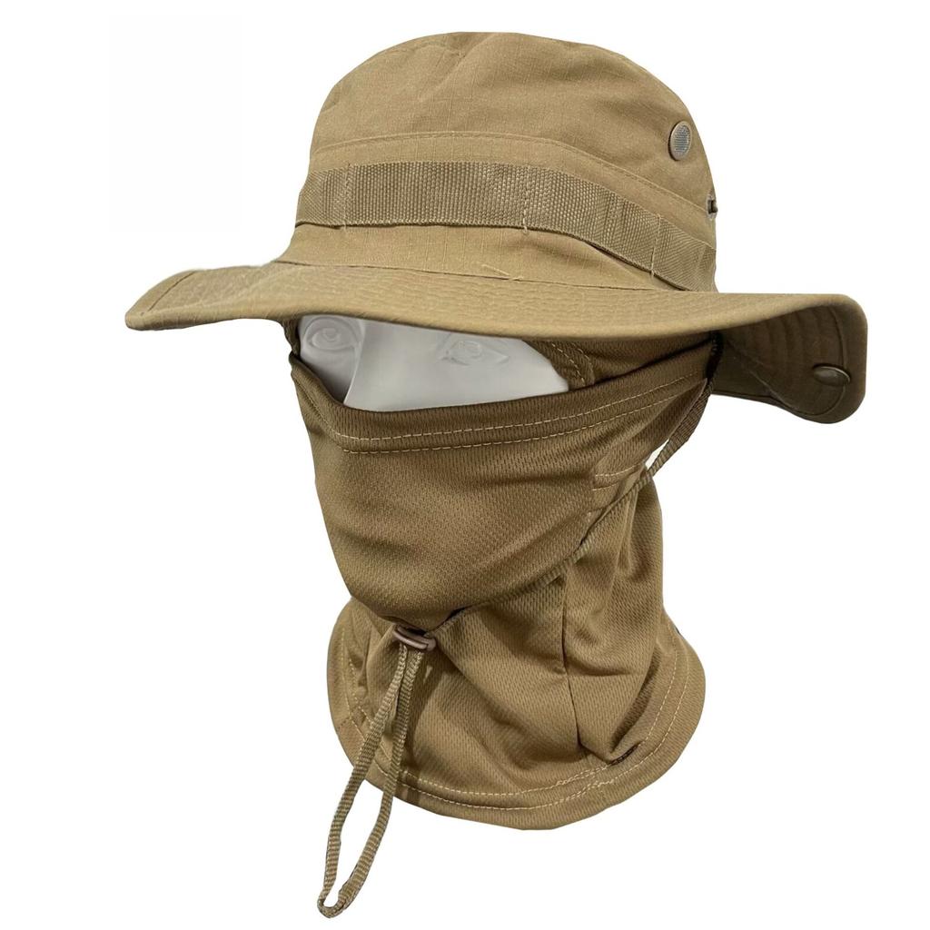 Outdoor Camouflage Taktischer Fischerhut Kapuzen-Set Gesichtsmaske Sonnenschutz Polyester Vier Jahreszeiten für Radfahren Bergsteigen