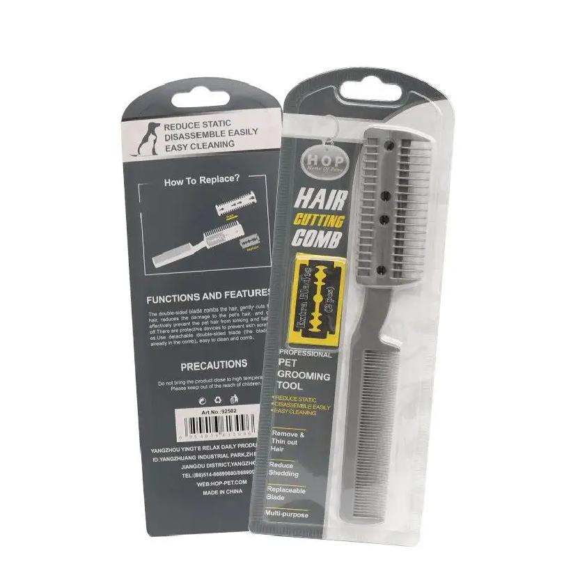 Pet Dog Hair Trimmer Comb Cutting Cut With 2 Blades Grooming Razor Thinning Dog Cat Combs Dog Cat Hair Remover Hair Brush Comb.