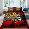 Leopard Print Duvet Cover Set Queen Cheetah Bedding Sets Geometric Comforter Cover African Safari Animal Quilt Cover Room Decor