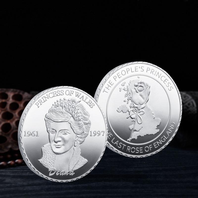 

Princess Diana Collection Coins, Roses, US Gold Plated Commemorative Coins, Relief Commemorative Coins, Metal Commemorative Coins Collection срібний