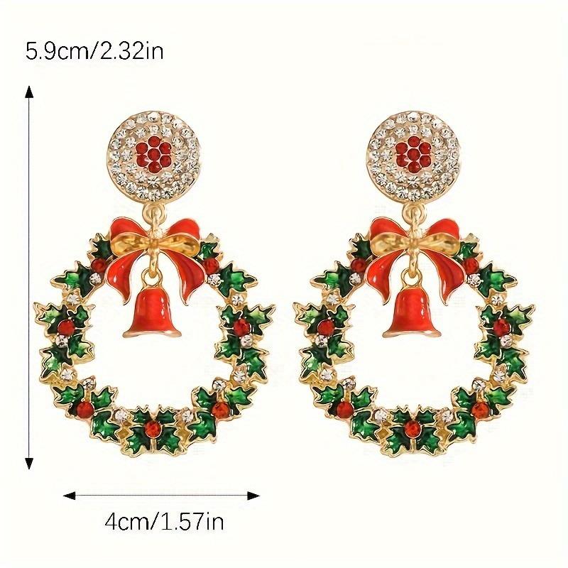 Christmas Earrings For Women Metal Bowknot Loop Dangle Earrings Elegant Ear Jewelry Accessories Holiday Party Gifts