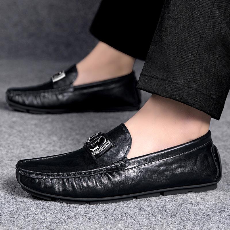 Męskie buty moda skórzana czapka buty miękka podeszwa buty do jazdy na jednym pedale męskie casualowe skórzane buty klasyczne mokasyny