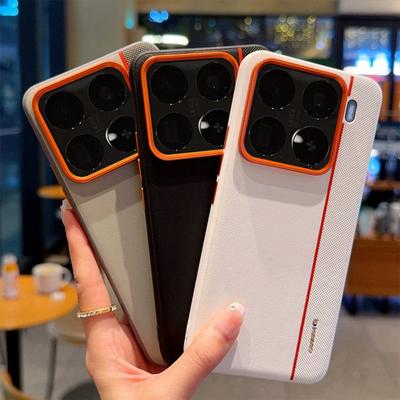 Tri Color Splicing PU Leather Phone Case for Xiaomi 15 Ultra 14 Pro for Redmi K80 Pro Shell Metal Lens Ring & Button Hard Cover