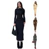 Bodycon Dress for Women Mock Neck Long Sleeve Midi Dress Ruched Slim Fit Party Cocktail Formal Dress Fall Wedding Guest Dress