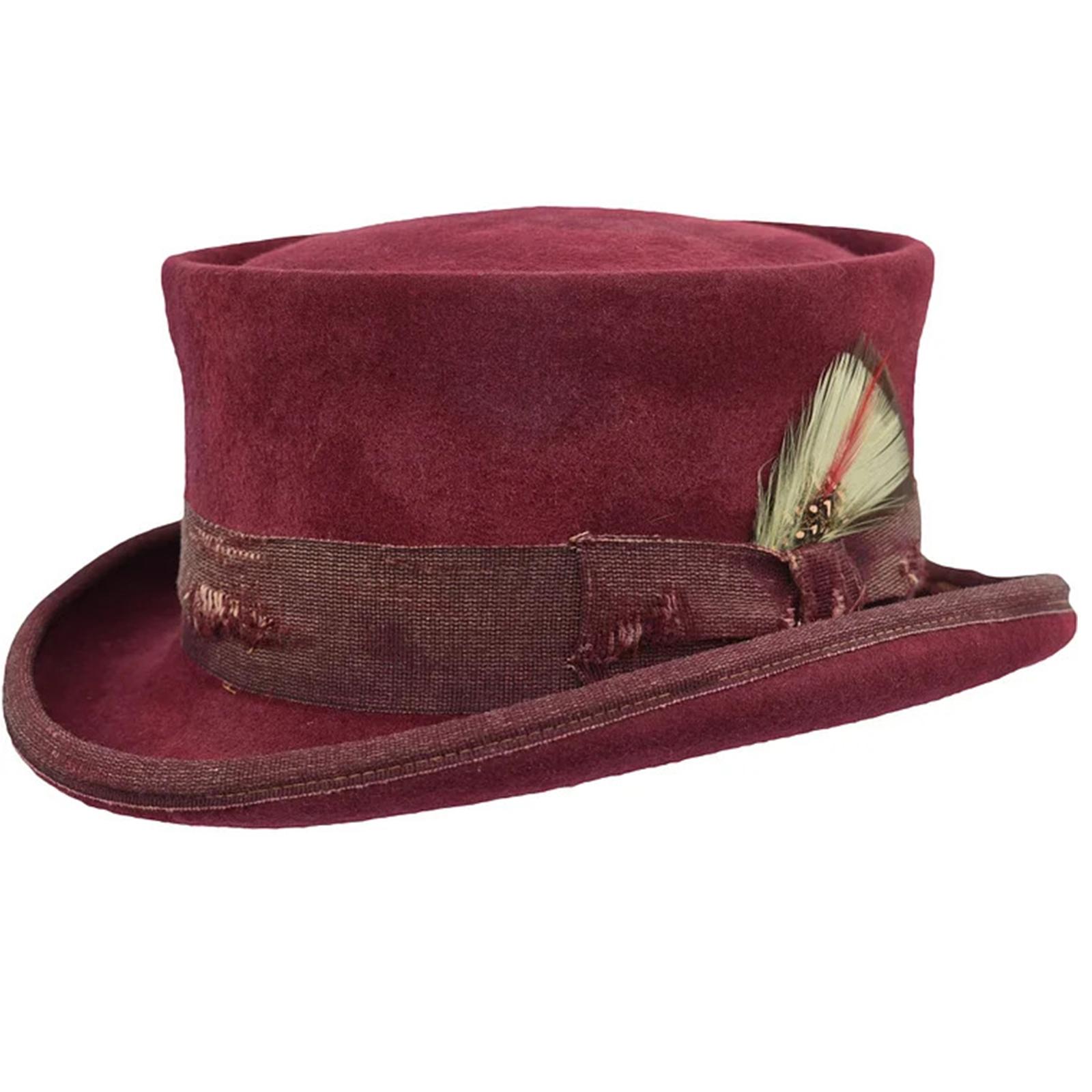 

Вовняний капелюх федора з плоским верхом для чоловіків, капелюх для дорослих для сценічних виступів, капелюх для тематичної вечірки, маскарадний костюм, панама вина червоного кольору