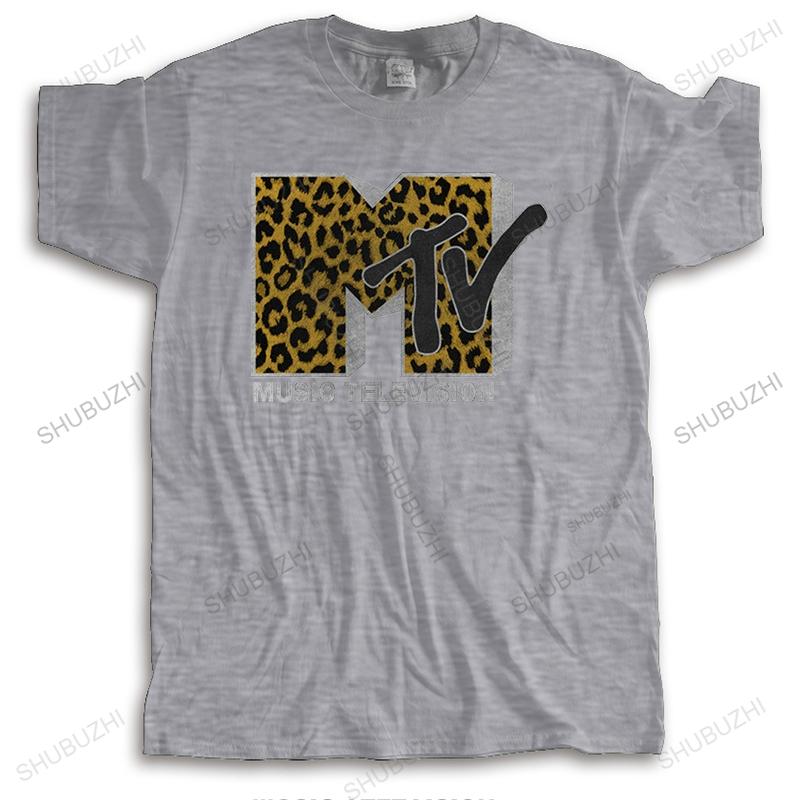 Man Crew Neck Short Sleeve Tshirt Men Cotton Tops MTV Cheetah Print Logo Music Television Brand Unisex Teeshir for Him Plus Size