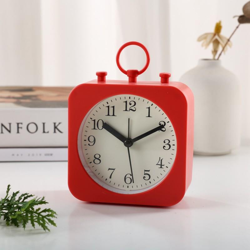 Simple Cartoon Small Alarm Clock Square with Lifting Ring Cute Shape
