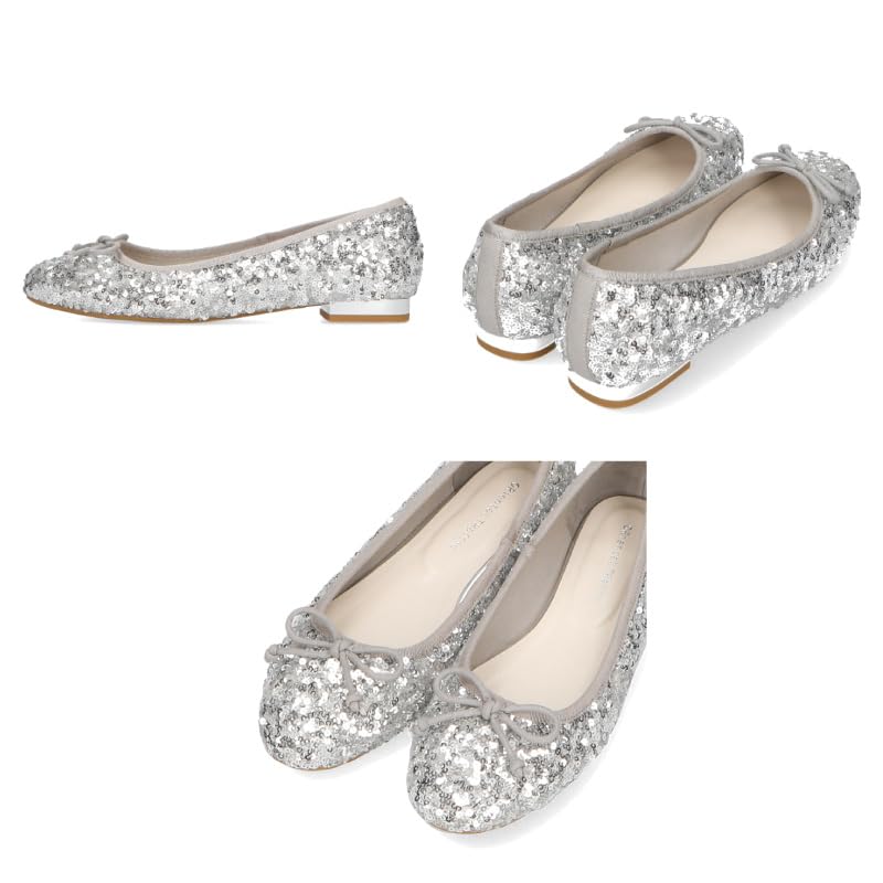 Ballett Rund Einfach zu Einfach zu Laufen Groß und Klein 41122 SCHWARZ cm [Oriental Traffic] Ballerinas, Zehenbereich, Damen, Tragen, in, Größen, Glitzer, Pailletten, Lamé,