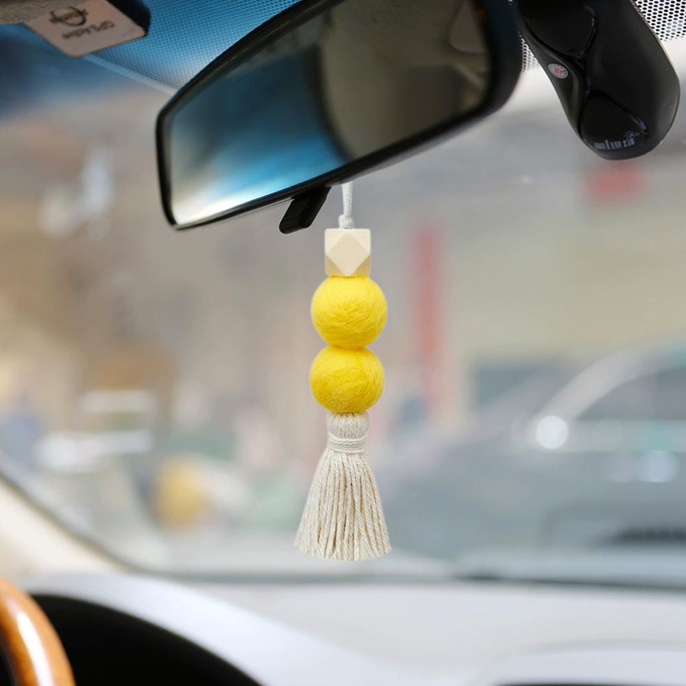 Handmade Heart Tassel Car Hanging Ornament - French Retro Style Woven Mirror Pendant, Bohemian Romantic Gift