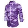 Men's Shines Sequins Long Sleeve Button Down Shirt for Halloween Cosplay 70s Disco Party Dress Shirt