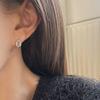 Geometric Oval Huggies Dainty Zirconia Stud Earrings for Women Sterling Silver Minimalist Sparkle Hoops Hypoallergenic Gift