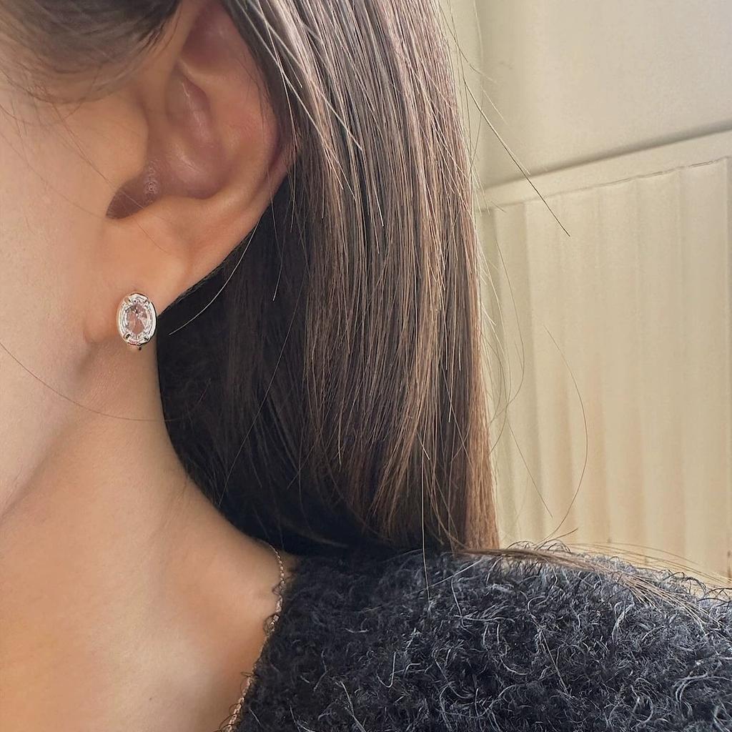Geometric Oval Huggies Dainty Zirconia Stud Earrings for Women Sterling Silver Minimalist Sparkle Hoops Hypoallergenic Gift