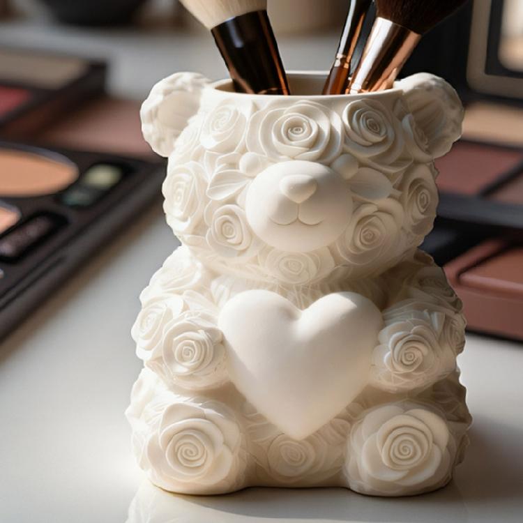 Silicone Bear Rose Planter Craft Mold Suitable for Resin Jewelry Concrete Cement Crafting and Home Decorating Projects