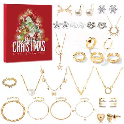 Nuevo Calendario de Adviento de Navidad Cuenta Atrás Adviento Joyería Caja Sorpresa Pendientes Collar Pulsera Caja de Regalo Regalo de Navidad Para Niña Niño