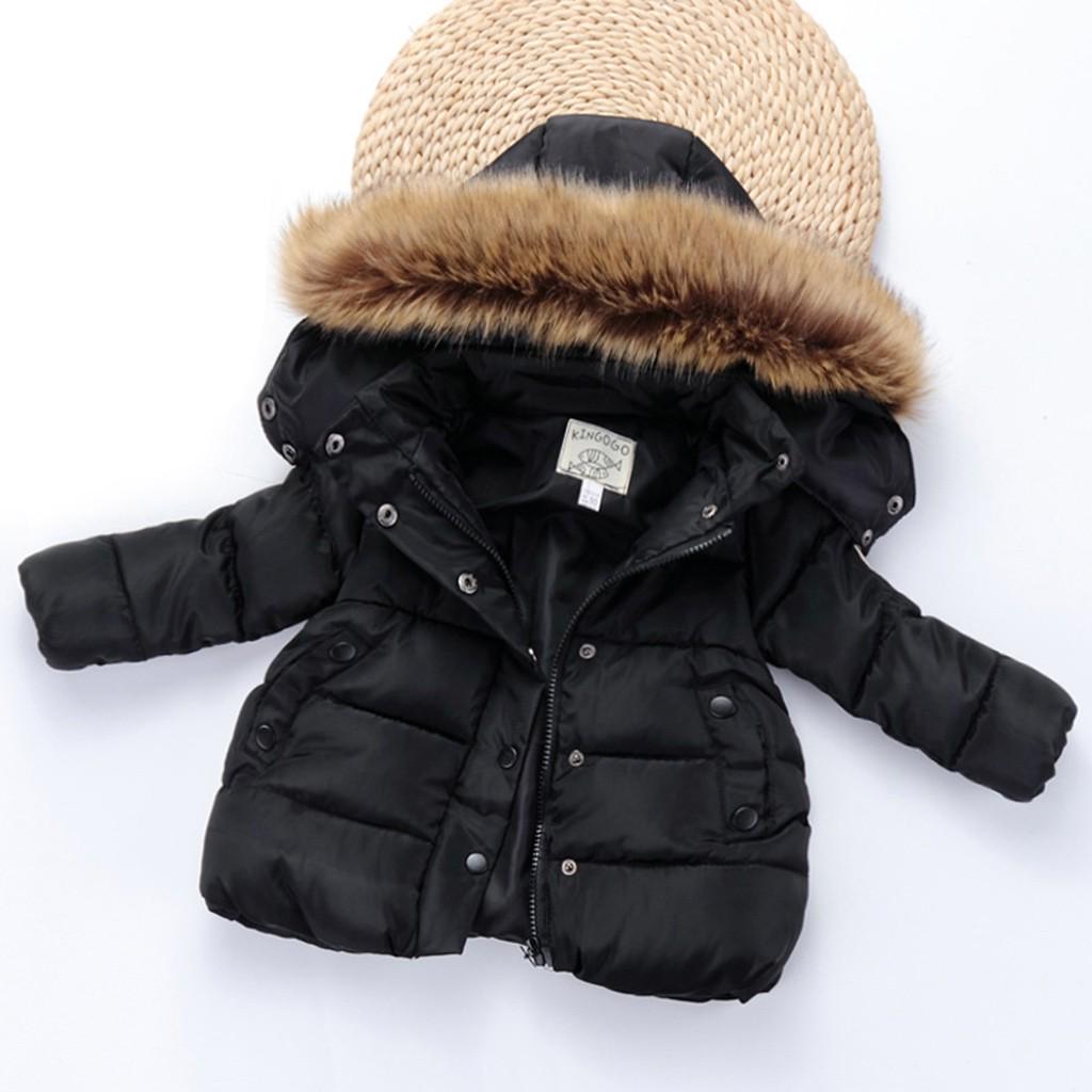 Winter Child Kids Solid Color Hoodie Zipper Coats Keep Warm Jacket Clothes