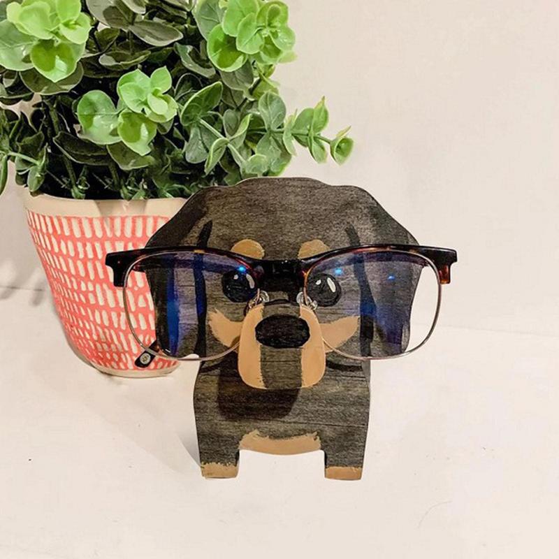 Animal Glasses Stand Holder Creative Puppy Dog Pet Shape Glasses Rack For Christmas Gift Wooden Home Office Desk Decor