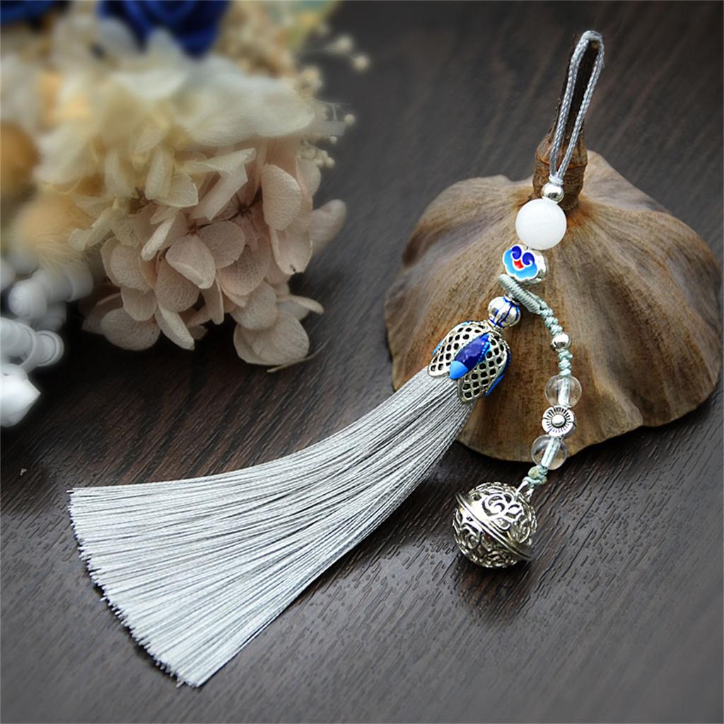 Exquisite Handmade Vintage Tassels Charm Bell Pendant Hanging Rope Ornament for Bags Or Keys Car Interior Decoration