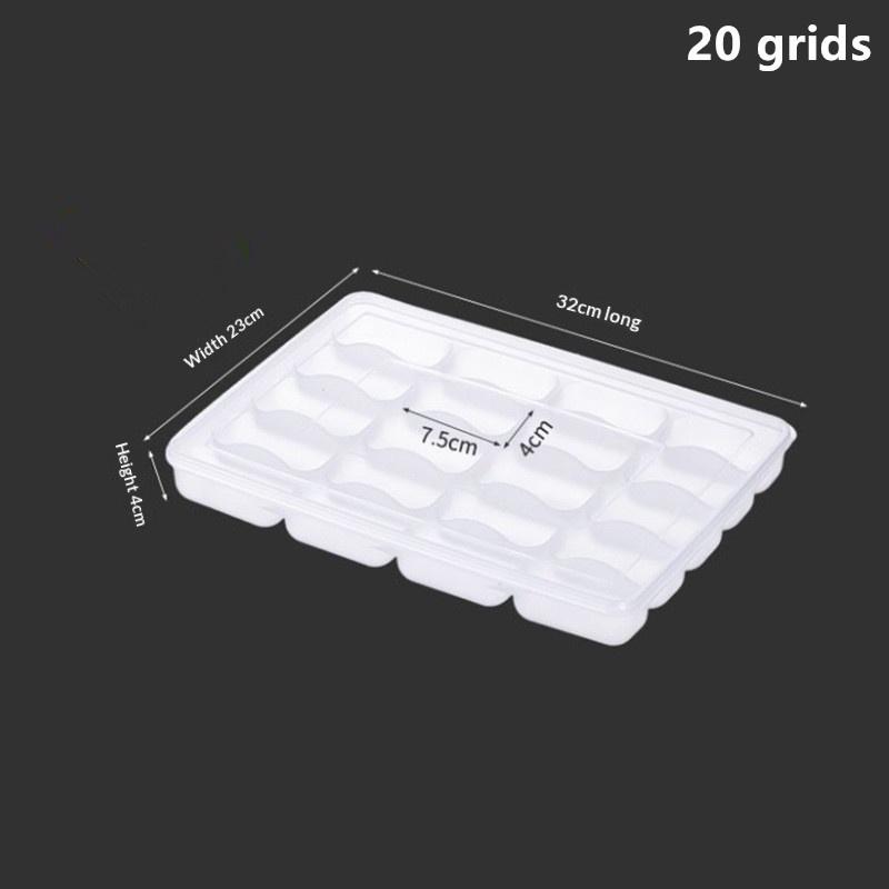20/30 Grids Kitchen Storage Box Refrigerator Organizer Transparent Reusable Food Containers Tray With Lid For Dumpling Wonton