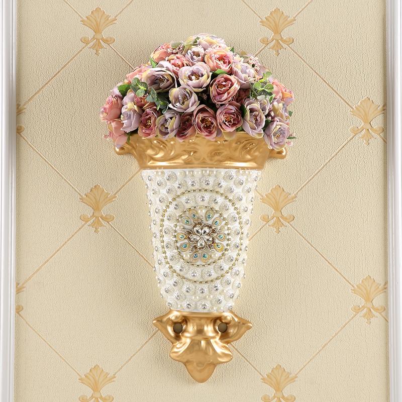 Luksusowe wiszące na ścianę wazony z żywicy z diamentami, doniczki na sztuczne kwiaty, rękodzieło, dekoracje na ścianę tła telewizora w salonie