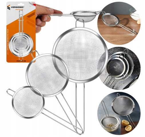 Set Of 3 Kitchen Strainers Of Different Sizes
