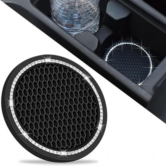 Car Cup Holder Coasters, Bling Cup Holder Insert Coaster Car Interior Accessories-2.75 inch Silicone Anti Slip Car Coaster-Universal (Pack of 2)