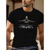 Men's Airplane Print Sports T-Shirt, Breathable Loose Fit Casual Short Sleeve Tee,Machine Washable, All-Season Comfort for Gym and Outdoor Casual Wear