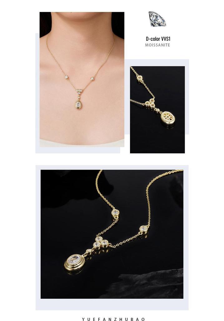 Elegant 925 Silver Clavicle Chain: High-End Moissanite Necklace, Non-Fading, Hot-Selling Women's Jewelry