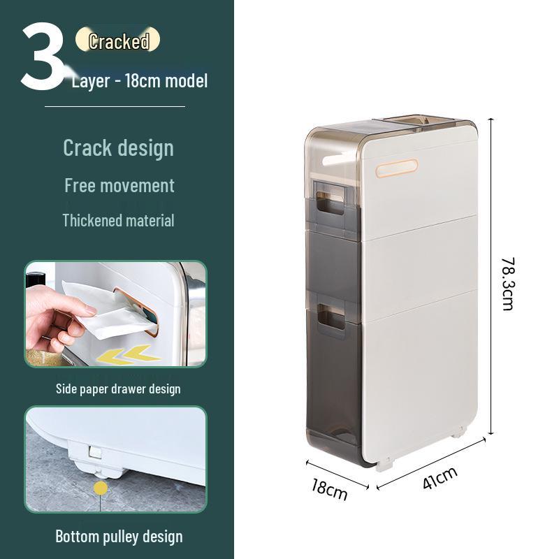 Elegant Bathroom Crevice Storage Rack: Compact Floor-Standing Cabinet