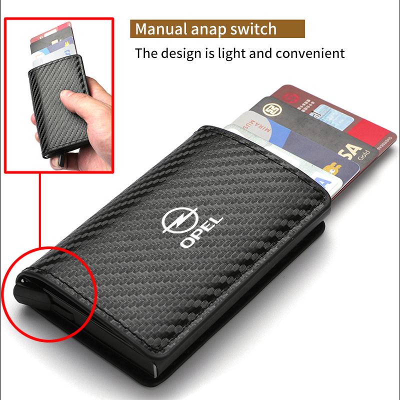 Car Rfid Wallets Automatic Pop-up Bank Credit Cardholder Case For Opel Corsa Astra Insignia Vectra Zafira Meriva Mokka Grandland Kt2
