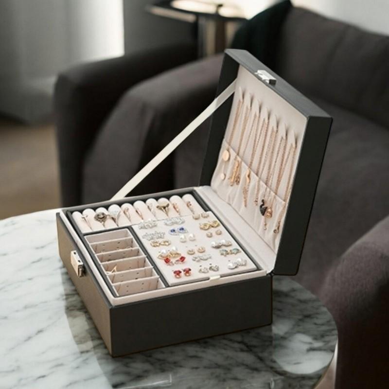Black Jewelry Box Case Organizer Women' Box Decoration