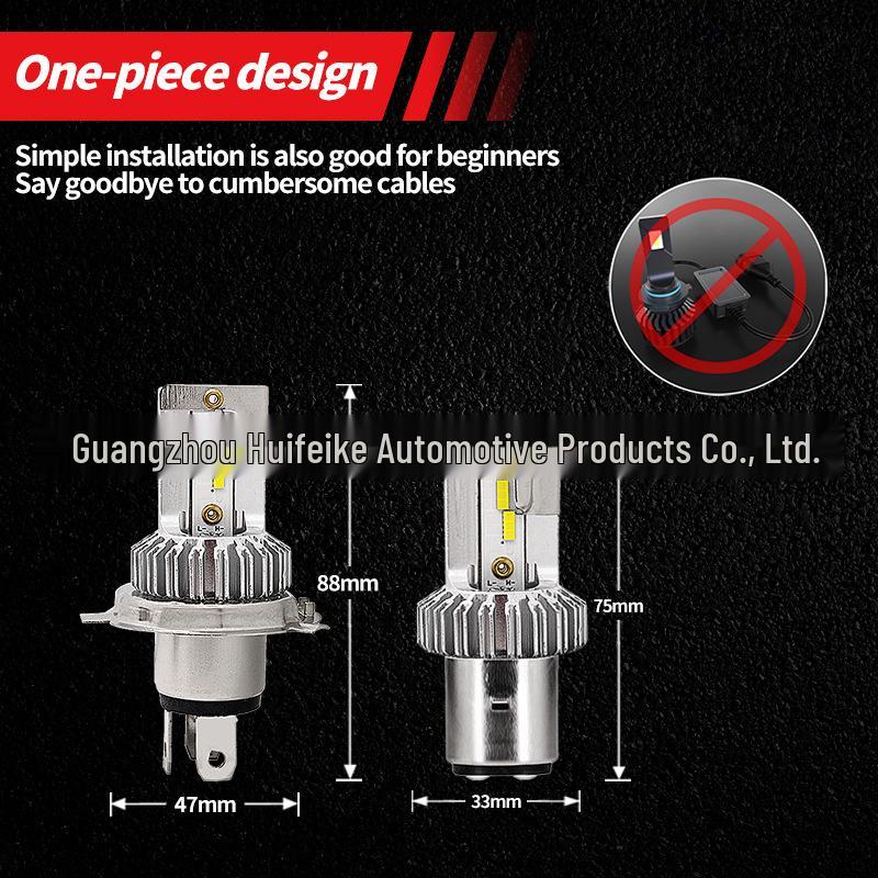 H4 BA20D LED Motorcycle Headlight 11-60V, 2000LM, 6500K, 1860 Chip.