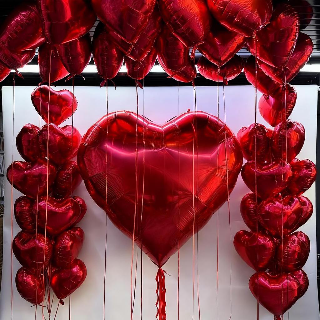 Oversize 63 inch red aluminum foil balloons and 18 inch love balloons Valentine's Day proposal wedding birthday decoration